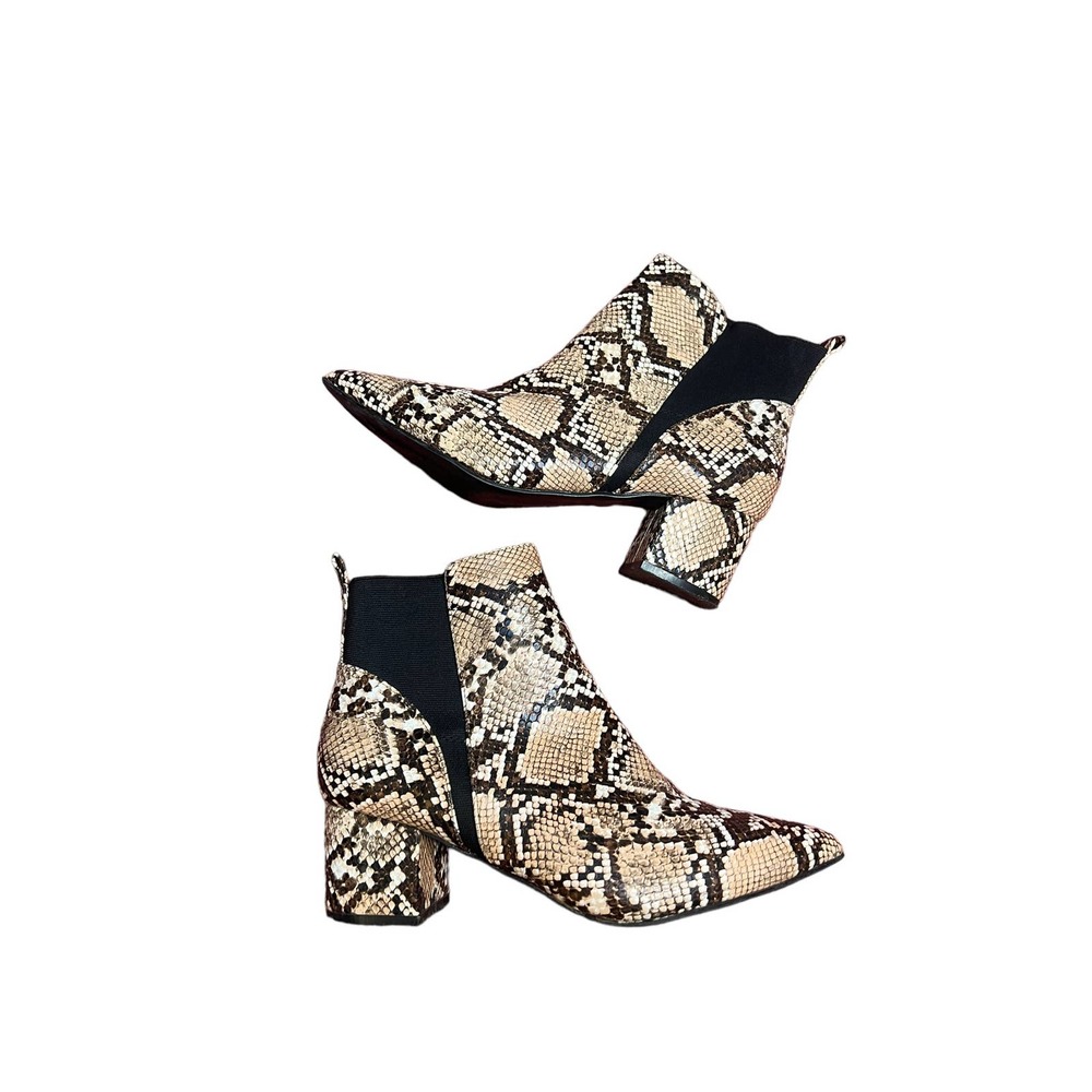 Lulus Chunky Heel Snake Booties